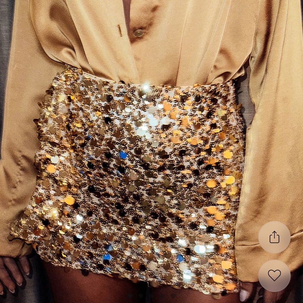 Show Me Your MuMu Sparkling Gold Mixer Sequin mini Skirt